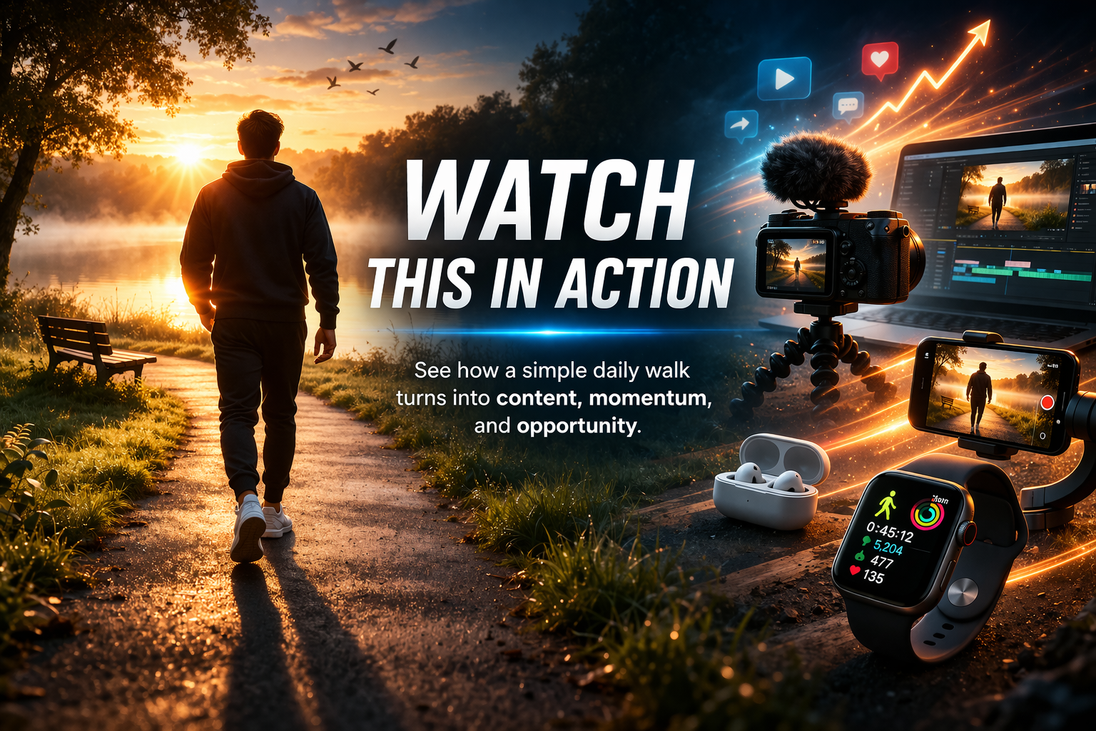 DailyWalkGuy action tracking for creator momentum